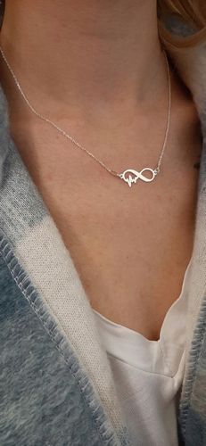 KOMPLET SREBRNY nieskończoność linia serca+GRAWER na Arena.pl