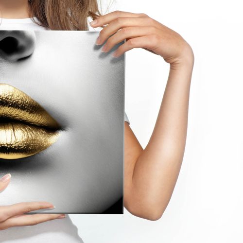 Obraz Na Płótnie Canvas ZŁOTE Usta Abstrakcja Dekoracja Efekt 3D 90cm x 60cm na Arena.pl