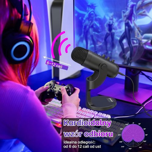 Mikrofon USB do gier, nagrywania streamingu do IPHONE, PC, PS5 PS4 ANDROIDA na Arena.pl