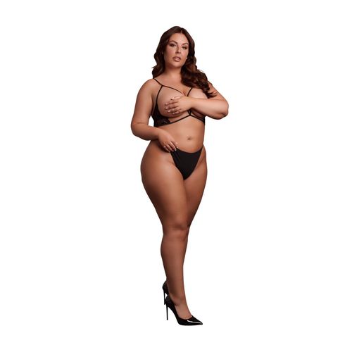 open cup triangle bra with lace and adjustable sliders - plus size - black na Arena.pl