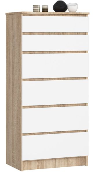 KOMODA K 60 cm 6 SZUFLAD SONOMA / BIAŁA zdjęcie 1