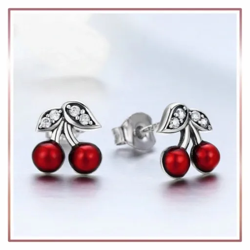 Srebrne kolczyki SŁODKIE WIŚNIE zdjęcie 3