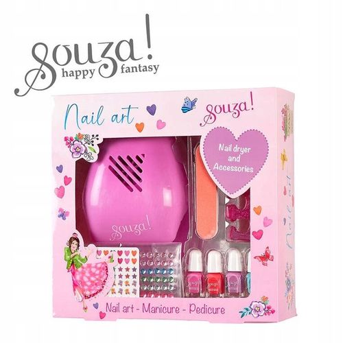 Zestaw lakierów i akcesoriów do paznokci z suszarką 10 el., 6 lat+, Souza! na Arena.pl