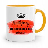 Dla Alkoholika Pijaka Kubek Żółty Na Prezent Z Nadrukiem Ze Zdjęciem