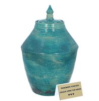 Turkusowa urna pogrzebowa dla dorosłej osoby Tabliczka TAK