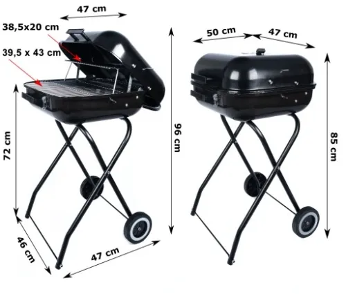 GRILL Węglowy na brykiet Ogrodowy PRZENOŚNY turystyczny WÓZEK POKRYWA na Arena.pl