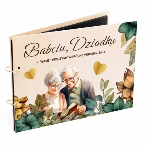 Piękny prezent na dzień babci i dziadka drewniany album wzory nadruk A4 na Arena.pl