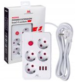 Listwa zasilająca, przedłużacz 4 gniazda 3xUSB, 3m, MCE393 W