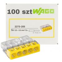 Złączka szybkozłączka WAGO 2273-205 na DRUT 5x0,5-2,5mm 0,5-2,5 mm² 100 szt