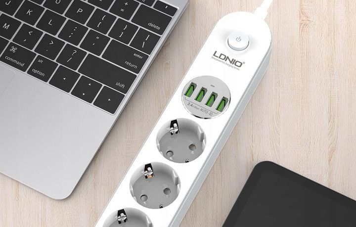 LDNIO LISTWA ZASILAJĄCA PRZEDŁUŻACZ 4 GNIAZDAMI AC 4 PORTY USB Z KABLEM 2M zdjęcie 6