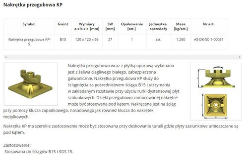 nakrętka przegubowa kp-s b15 - sl s00081 na Arena.pl