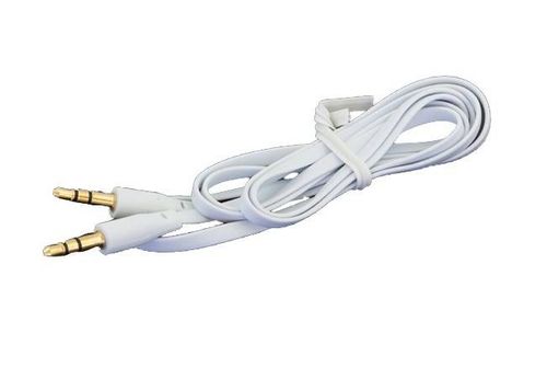 Kabel mini jack-jack 3,5 mm audio PŁASKI 1m biały na Arena.pl