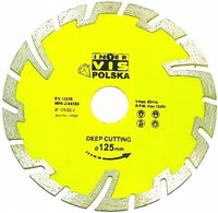 TARCZA DIAMENTOWA SEGMENTOWA 125mm DO CIĘCIA BETONU KOSTKI GŁĘBOKIE CIĘCIE