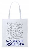 Torba Biała Eco Shopper Dla Szachisty Prezent Z Nadrukiem Ze Zdjęciem