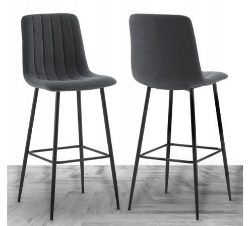 Hoker tapicerowany velvet ciemnoszary H112 krzesło barowe loft na Arena.pl