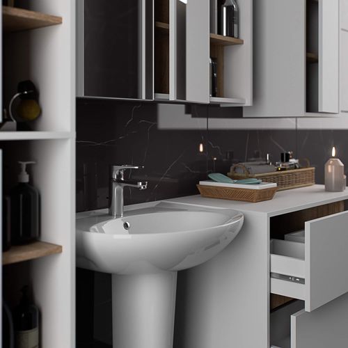 SZAFKA ŁAZIENKOWA WISZĄCA VAMI W35 1D 1W BIAŁA / DĄB SONOMA na Arena.pl