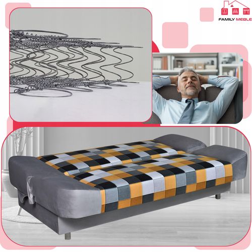 Kanapa sofa Sara Print Duo rozkładana wersalka spania bonell łóżko na Arena.pl