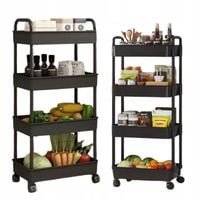 SZAFKA MOBILNA NA KÓŁKACH PÓŁKA REGAŁ 4 POZIOMY BLOKADA KÓŁEK