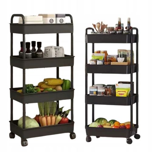 SZAFKA MOBILNA NA KÓŁKACH PÓŁKA REGAŁ 4 POZIOMY BLOKADA KÓŁEK na Arena.pl