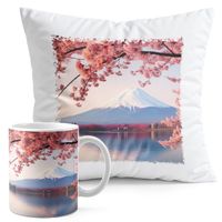 ZESTAW KUBEK + PODUSZKA DRUK - JAPONIA GÓRA PIĘKNE WIDOKI KRAJOBRAZ