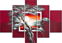 105CM 150CM OBRAZ 5 ELEM KARMAZYNOWY ZACHÓD SŁOŃCA DRUK