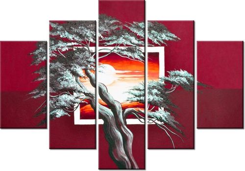 105CM 150CM OBRAZ 5 ELEM KARMAZYNOWY ZACHÓD SŁOŃCA DRUK na Arena.pl