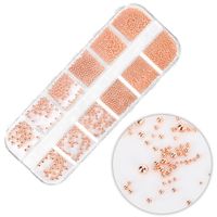 1000x MollyNails Kasetka z ozdobami bulion różowe złoto rose gold