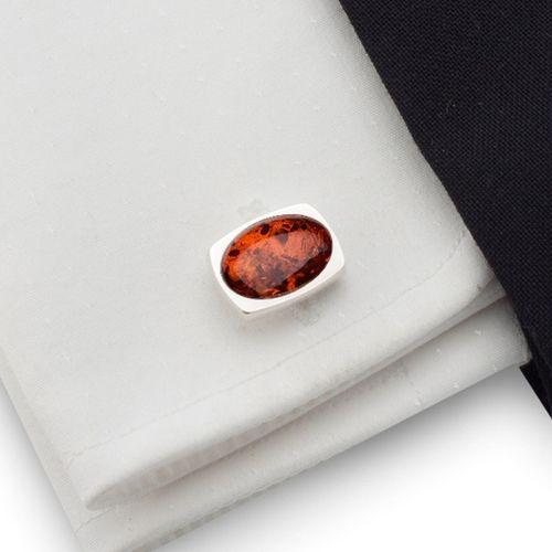 Prezent Spinki do mankietów z bursztynem | Srebro na Arena.pl