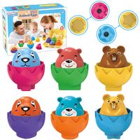 WOOPIE Układanka Sorter Montessori Dopasuj Kształty Wesołe Zwierzaki Jajka 6szt