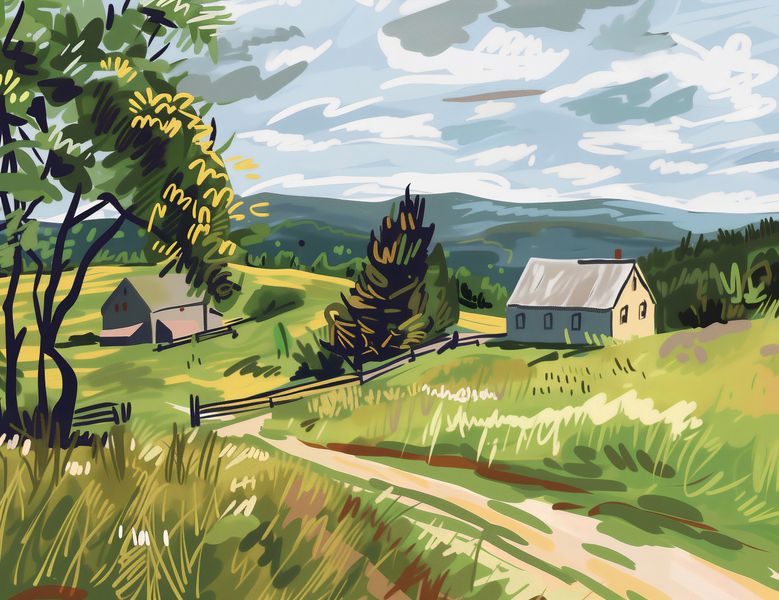 Plakat 65x50cm Bujna Wieś zdjęcie 1