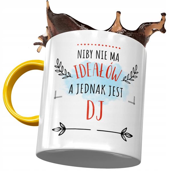 Kubek Żółty Dla Dja Niby Nie Ma Ideałów Prezent Z Nadrukiem Ze Zdjęciem zdjęcie 1