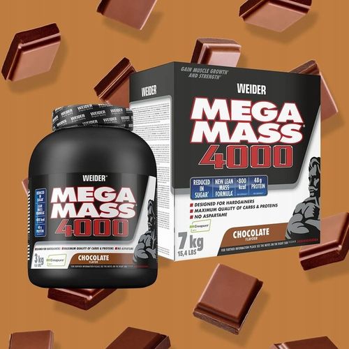 WEIDER MEGA MASS 4000 3kg GAINER CZEKOLADA MASA BIAŁKO WĘGLOWODANY na Arena.pl