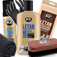 K2 Letan Zestaw Do Czyszczenia i Pielęgnacji Skóry Tapicerki Skórzanej Auta