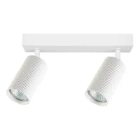 Kinkiet LED GU10 2x35W biały ruchomy IP20 do wnętrz - biały prążkowany walec