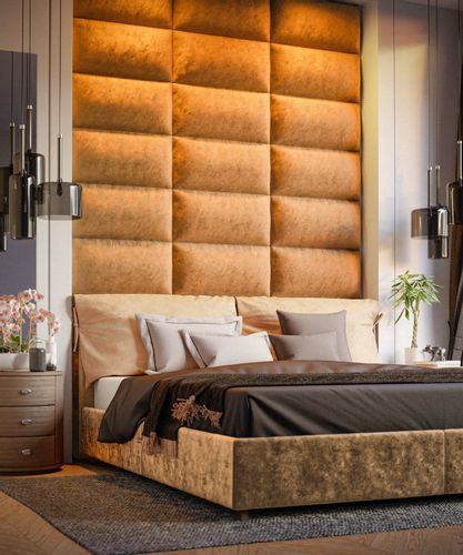 PANELE TAPICEROWANE ŚCIENNE BEŻOWE WEZGŁOWIE 3D 40cm x 30cm na Arena.pl