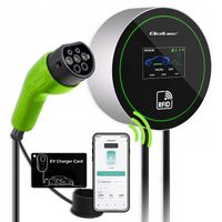 2X Stacja ładowania EV Qoltec 22 kW 3-faz Typ 2 Wi-Fi LCD RFID 5m Wallbox A