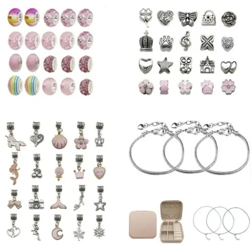 Zestaw do Robienia Bransoletek Koraliki Biżuterii Prezent Zawieszki Kuferek na Arena.pl