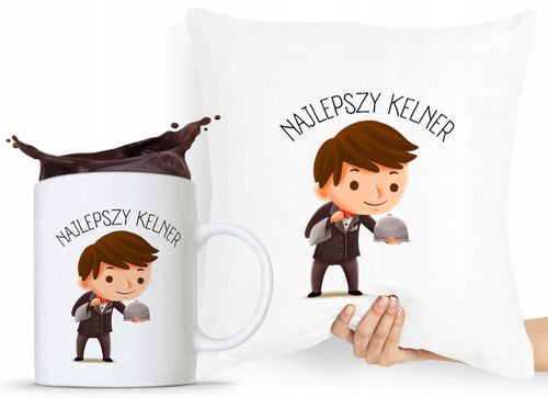 Zestaw Poduszka + Kubek Dla Kelnera Prezent Z Nadrukiem Ze Zdjęciem na Arena.pl