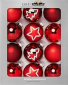 BOMBKI CHOINKOWE 12szt. 8CM CZERWONE BOMBKI NA CHOINKĘ