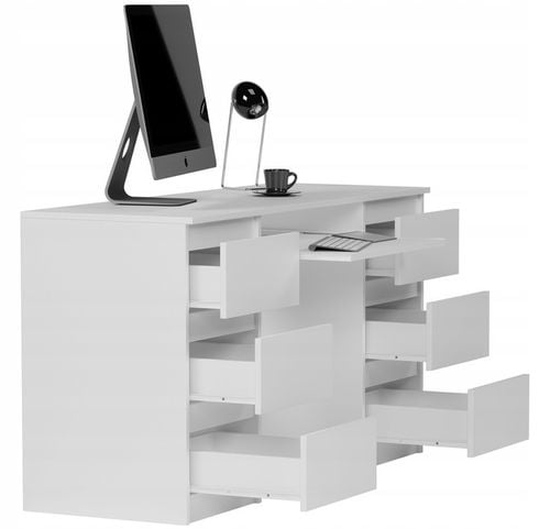 Meble Biurko komputerowe 6sz 135cm BIAŁE N32 na Arena.pl