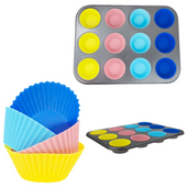 BLACHA MUFFINKI + 12 SILIKONOWYCH FOREMEK BABECZKI