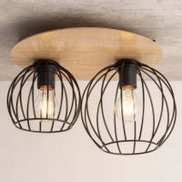 Metalowa lampa sufitowa Cyber 32355 hygge do pokoju czarna drewno