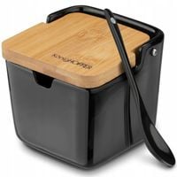 PORCELANOWA CUKIERNICA biała z łyżeczką POJEMNIK na sól 270ml Ceramic