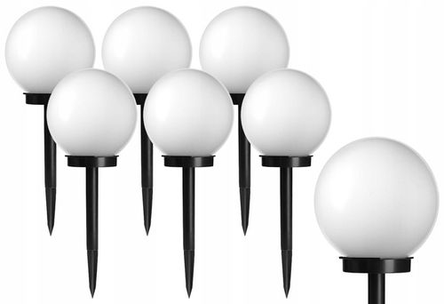 Lampy Solarne Ogrodowe LED Kula Wbijana Słupek Do Ogrodu 10cm Biała na Arena.pl