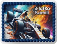 PROSTOKĄTNY OPŁATEK NA TORT A4 20x29CM - F1 FORMUŁA 1 + IMIĘ