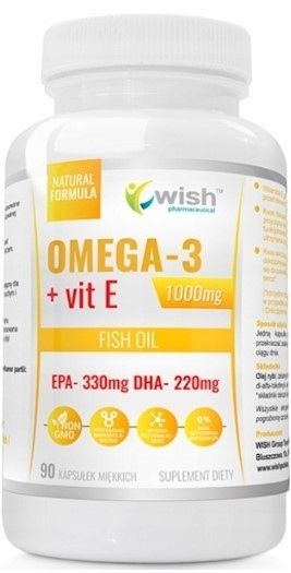 WISH OMEGA 3 +WITAMINA E 90kaps EPA330mg DHA220mg SERCE PAMIĘĆ KONCENTRACJA zdjęcie 2