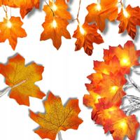 GIRLANDA ŚWIETLNA Z LIŚĆMI KLONU 300cm 20 LED DO DOMU DEKORACAJA JESIEŃ