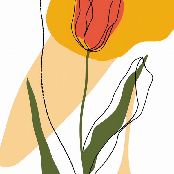 Plakat 40x40cm Przerysowany Tulipan zdjęcie 1