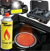 KUCHENKA TURYSTYCZNA CERAMICZNA GAZOWA 2w1 KARTUSZ GRATIS + LATARKA CZOŁOWA