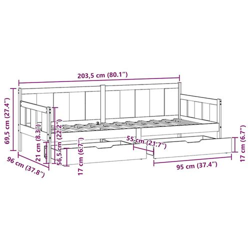 Łóżko dzienne z szufladami, 90x200 cm, sosnowe na Arena.pl